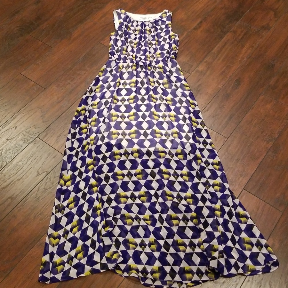 Calvin Klein purple geometric maxi dress N108:7:41 - Picture 1 of 7